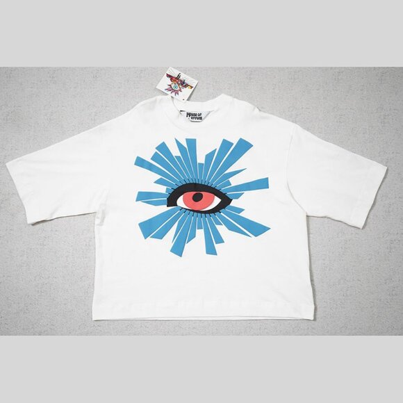 House of Errors White T Shirt With Blue Eye Logo - Picture 1 of 12